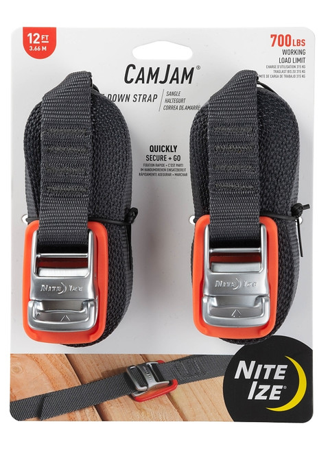Nite Ize CamJam CJWR12-09-2R6 Tie-Down Strap, 1 in W, 12 ft L, 700 lb Working Load, Polypropylene, Gray [SKU: ORG1193390]