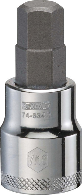 DeWALT DWMT74634OSP Fractional Hex Bit Socket, 7/16 in Tip, 3/8 in Drive, Polished Chrome Vanadium, 1-31/32 in OAL [SKU: ORG7516594]