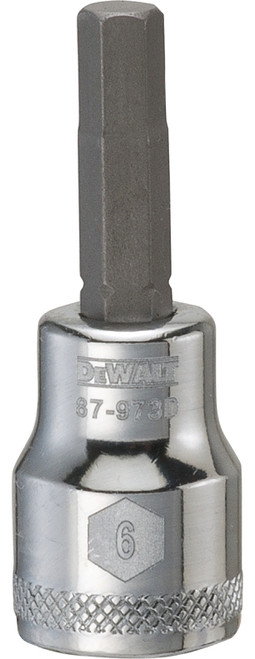DeWALT DWMT87973OSP Fractional Hex Bit Socket, 6 mm Tip, 3/8 in Drive, Polished Chrome Vanadium, 1-31/32 in OAL [SKU: ORG7519853]