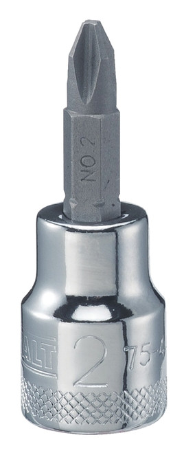 DeWALT DWMT75447OSP Phillips Screwdriver Bit Socket, #2 Tip, 3/8 in Drive, Chrome Vanadium, Polished Chrome Vanadium [SKU: ORG7523160]