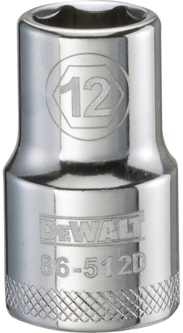 DeWALT DWMT86512OSP Drive Socket, 12 mm Socket, 1/2 in Drive, 6-Point, Vanadium Steel, Polished Chrome [SKU: ORG7519580]