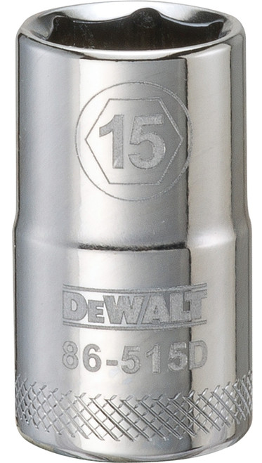 DeWALT DWMT86515OSP Drive Socket, 15 mm Socket, 1/2 in Drive, 6-Point, Vanadium Steel, Polished Chrome [SKU: ORG7519622]