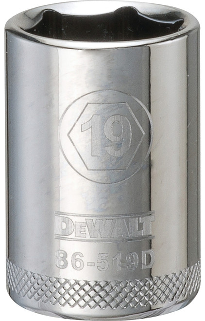 DeWALT DWMT86519OSP Drive Socket, 19 mm Socket, 1/2 in Drive, 6-Point, Vanadium Steel, Polished Chrome [SKU: ORG7519663]
