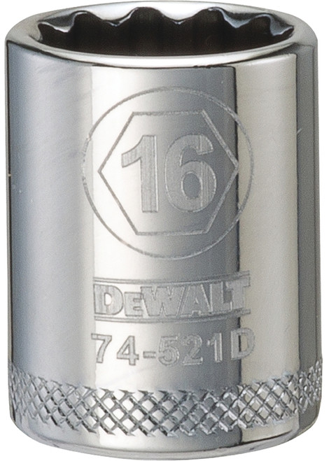 DeWALT DWMT74521OSP Hand Socket, 16 mm Socket, 3/8 in Drive, 12-Point, Vanadium Steel, Polished Chrome [SKU: ORG7515778]