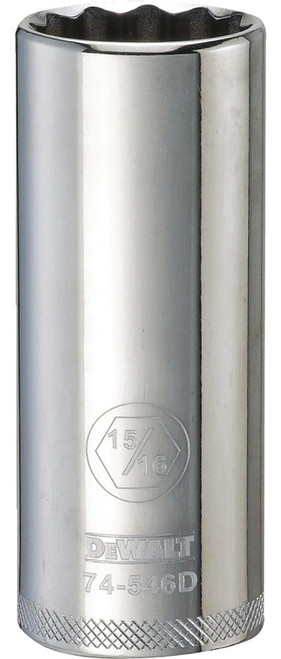 DeWALT DWMT74546OSP Drive Socket, 15/16 in Socket, 1/2 in Drive, 12-Point, Vanadium Steel, Polished Chrome [SKU: ORG7516032]