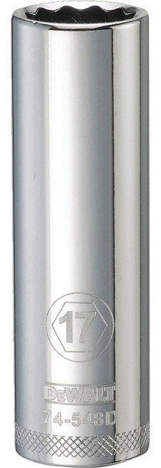 DeWALT DWMT74548OSP Drive Socket, 17 mm Socket, 1/2 in Drive, 12-Point, Vanadium Steel, Polished Chrome [SKU: ORG7516057]