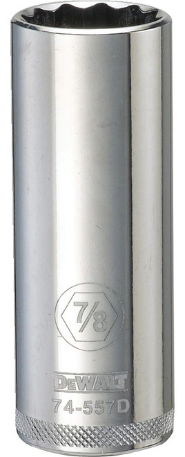DeWALT DWMT74557OSP Drive Socket, 7/8 in Socket, 1/2 in Drive, 12-Point, Vanadium Steel, Polished Chrome [SKU: ORG7516149]