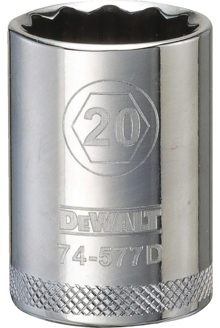 DeWALT DWMT74577OSP Drive Socket, 20 mm Socket, 1/2 in Drive, 12-Point, Vanadium Steel, Polished Chrome [SKU: ORG7516313]