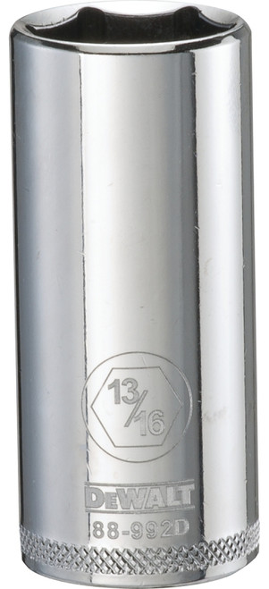 DeWALT DWMT88992OSP Drive Socket, 13/16 in Socket, 3/8 in Drive, 6-Point, Vanadium Steel, Polished Chrome [SKU: ORG7520364]