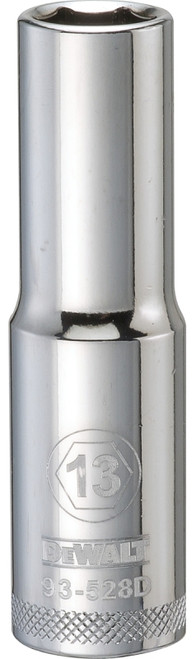 DeWALT DWMT93528OSP Drive Socket, 13 mm Socket, 1/2 in Drive, 6-Point, Vanadium Steel, Polished Chrome [SKU: ORG7520398]