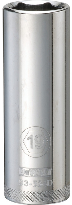 DeWALT DWMT93534OSP Drive Socket, 19 mm Socket, 1/2 in Drive, 6-Point, Vanadium Steel, Polished Chrome [SKU: ORG7520463]