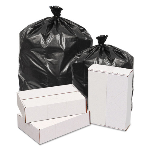 Waste Can Liners, 60 gal, 1.6 mil, 38" x 58", Black, 10 Bags/Roll, 10 Rolls/Carton [SKU: GEN385820]