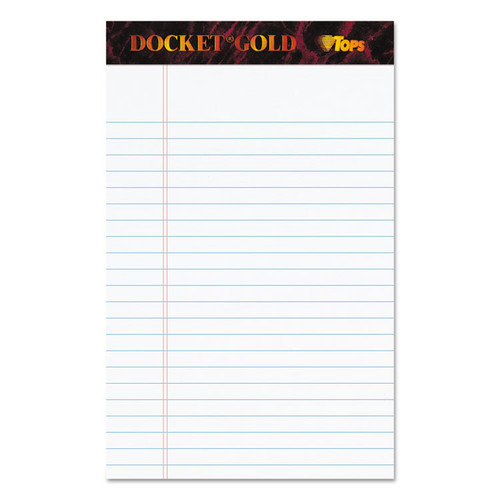 Docket Gold Ruled Perforated Pads, Narrow Rule, 50 White 5 x 8 Sheets, 12/Pack [SKU: TOP63910]