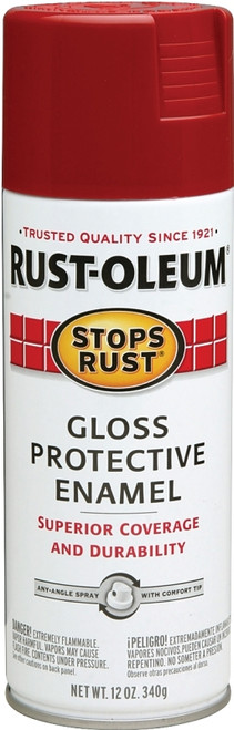RUST-OLEUM STOPS RUST 7765830 Protective Enamel Spray Paint, Gloss, Regal Red, 12 oz, Aerosol Can [SKU: ORG2556652]