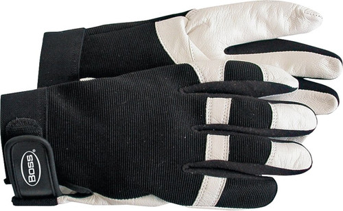 BOSS 4047X Medium-Duty Protective Gloves, XL, Wing Thumb, Elastic Cuff, Goatskin Leather, White [SKU: ORG2269033]