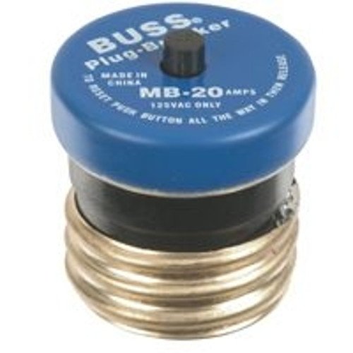 Bussmann VPKMB-20 Plug Fuse, 20 A, 125 V, 10 kA Interrupt, Plastic Body, Manual Reset Fuse [SKU: ORG6417430]