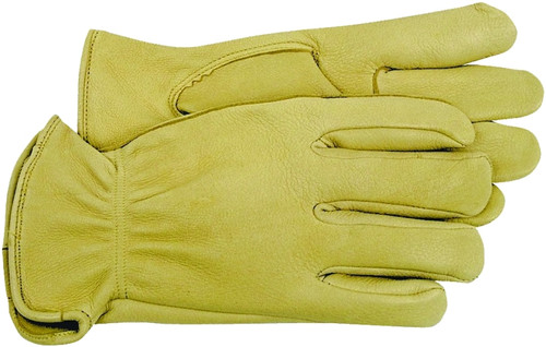 BOSS 4085J Driver Gloves, XL, Keystone Thumb, Open, Shirred Elastic Back Cuff, Deerskin Leather, Gold [SKU: ORG6386148]