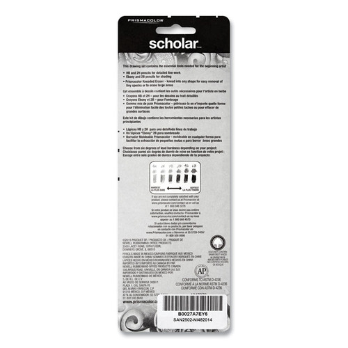 Scholar Graphite Pencil Set, 2 mm, Assorted Lead Hardness Ratings, Black Lead, Dark Green Barrel, 4/Set [SKU: SAN2502]