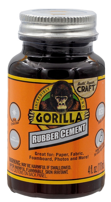 Gorilla 105779 Rubber Cement, Liquid, Crystal Clear, 4 oz Bottle [SKU: ORG5123013]