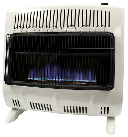 Mr. Heater MHVFDF30BFT Vent-Free Blue Flame Dual Fuel Heater, 20 lb Fuel Tank, Liquid Propane, Natural Gas, White [SKU: ORG3312758]