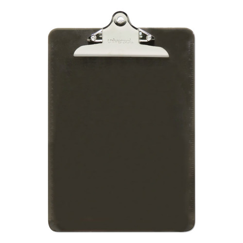 Plastic Clipboard with High Capacity Clip, 1.25" Clip Capacity, Holds 8.5 x 11 Sheets, Translucent Black [SKU: UNV40306]