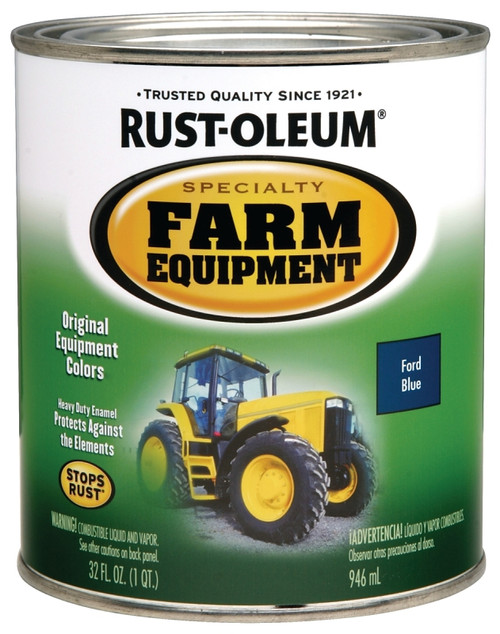 RUST-OLEUM 7424502 Farm Equipment Brush-On Enamel Paint, Ford Blue, 1 qt, Can [SKU: ORG8406324]