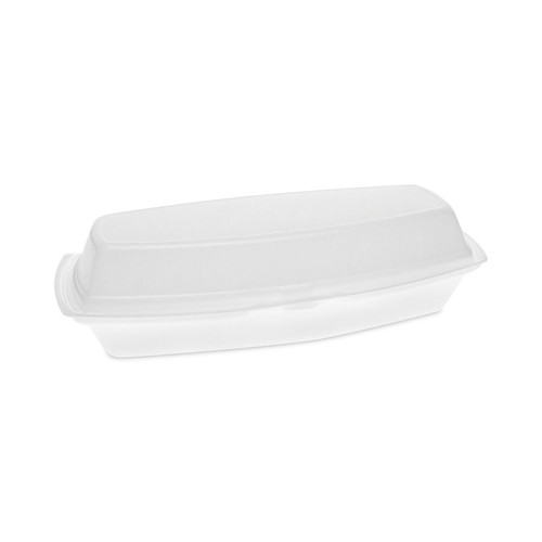 Foam Hinged Lid Container, Single Tab Lock Hot Dog, 7.25 x 3 x 2, White, 504/Carton [SKU: PCTYTH100980000]