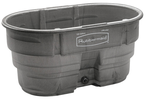 Rubbermaid FG424288BLA Stock Tank, 100 gal Capacity, Plastic, Black [SKU: ORG6356257]