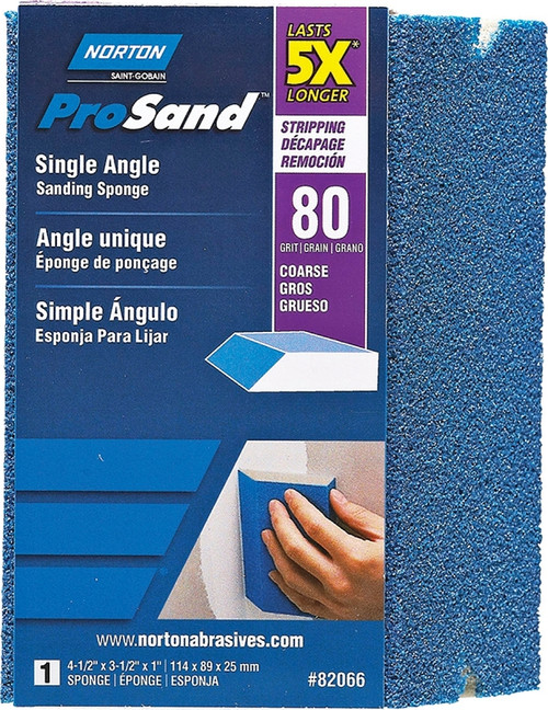 NORTON ProSand 82066 Sanding Sponge, 4-1/2 in L, 3-1/2 in W, 80 Grit, Coarse, Aluminum Oxide Abrasive [SKU: ORG3309986]