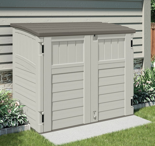Suncast Stow-Away BMS2500 Storage Shed, 34 cu-ft Capacity, 4 ft 5 in W, 2 ft 8-1/4 in D, 3 ft 9-1/2 in H, Resin [SKU: ORG8518490]