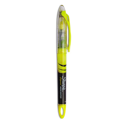 Liquid Pen Style Highlighters, Fluorescent Yellow Ink, Chisel Tip, Yellow/Black/Clear Barrel, Dozen [SKU: SAN1754463]