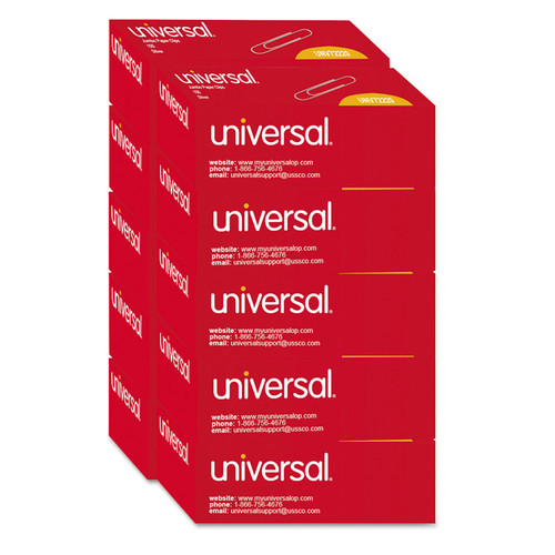 Paper Clips, Jumbo, Smooth, Silver, 100 Clips/Box, 10 Boxes/Pack [SKU: UNV72220]