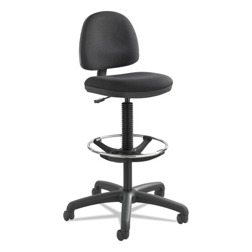 Precision Extended-Height Swivel Stool, Adjustable Footring, Supports Up to 250 lb, 23" to 33" Seat Height, Black Fabric [SKU: SAF3401BL]