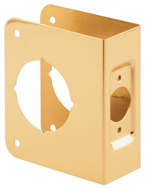 Prime-Line U 9543 Lock and Door Reinforcer, 2-3/8 in Backset, 1-3/8 in Thick Door, Brass, Brass, 4-1/2 in H, 3-7/8 in W [SKU: ORG7289374]
