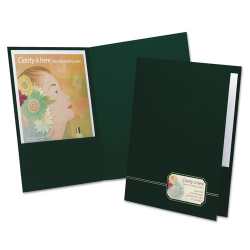 Monogram Series Business Portfolio, Premium Cover Stock, 0.5" Capacity, 11 x 8.5, Green w/Embossed Gold Foil Accents, 4/Pack [SKU: OXF04164]