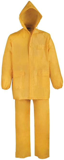Diamondback 8127XL Rain Suit, XL, 30-1/2 in Inseam, PVC, Yellow, Drawstring Collar, Zipper with Storm Flap Closure [SKU: ORG6571202]
