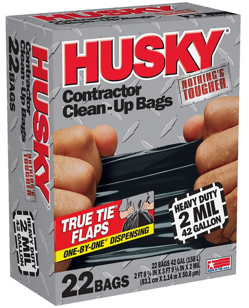 Husky HK42WC022B Contractor Clean-Up Bag, 42 gal Capacity, Poly, Black [SKU: ORG6741904]