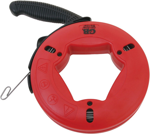 GB UpperHand Series FTS-65R Fish Tape, 1/8 in Tape, 65 ft L Tape, Carbon Steel Tape, Red Case [SKU: ORG3722378]