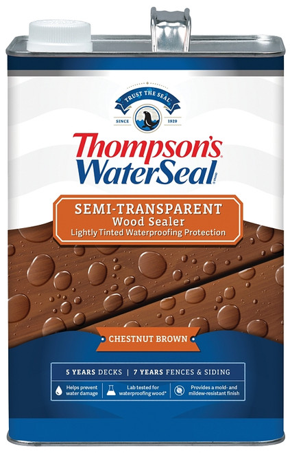 Thompson's WaterSeal TH.092301-16 Wood Sealer, Semi-Transparent, Liquid, Chestnut Brown, 1 gal [SKU: ORG6531099]