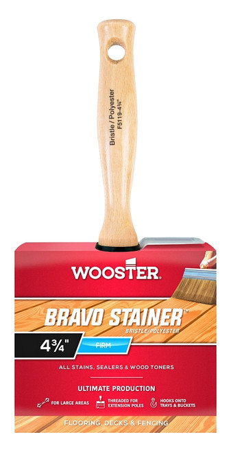 WOOSTER F5119-4-3/4 Paint Brush, 4-3/4 in W, 2-3/4 in L Bristle, China/Polyester Bristle, Threaded Handle [SKU: ORG0884387]