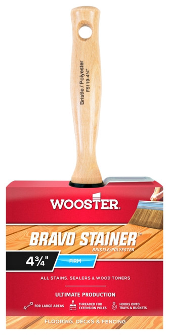 WOOSTER F5119-4 Paint Brush, 4 in W, 2-9/16 in L Bristle, China/Polyester Bristle, Threaded Handle [SKU: ORG1223288]