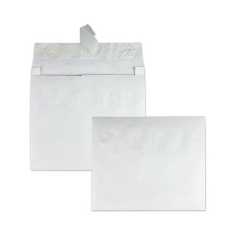 Lightweight 14 lb Tyvek Open End Expansion Mailers, #15 1/2, Square Flap, Redi-Strip Adhesive Closure, 12 x 16, White, 100/CT [SKU: QUAR4650]