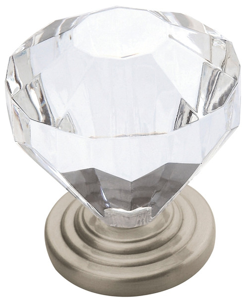Amerock Traditional Classics Series 14303G10 Cabinet Knob, 1-3/8 in Projection, Acrylic/Zinc, Satin Nickel [SKU: ORG3131075]