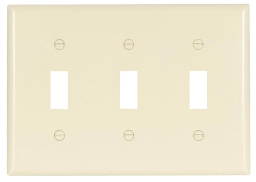 Eaton Wiring Devices 2141LA-BOX Wallplate, 4-1/2 in L, 3-3/8 in W, 3 -Gang, Thermoset, Light Almond, High-Gloss [SKU: ORG7193618]