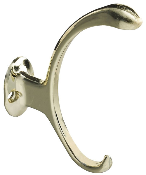 National Hardware V8008 N806-806 Garment Hook, 2-Hook, Zinc, Brass [SKU: ORG2050557]