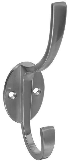 National Hardware V8009 N806-824 Coat and Hat Hook, 2-Hook, Zinc, Satin Nickel [SKU: ORG2050649]