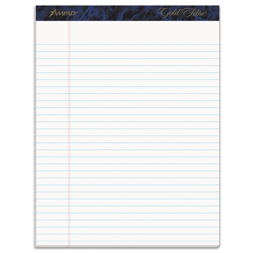 Gold Fibre Quality Writing Pads, Wide/Legal Rule, 50 White 8.5 x 11.75 Sheets, Dozen [SKU: TOP20070]