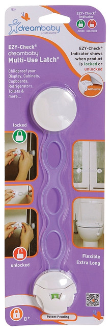 Dreambaby Ezy-Check Series L800A Safety Latch, 8 in L, 1-1/2 in W, Plastic, White [SKU: ORG3487550]
