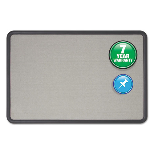 Contour Fabric Bulletin Board, 48 x 36, Gray Surface, Black Plastic Frame [SKU: QRT7694G]