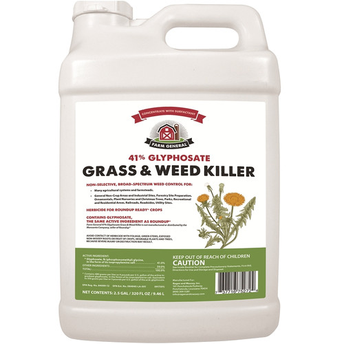FARM GENERAL 75272 Glyphosate Grass and Weed Killer, Liquid, Clear/Viscous Green/Yellow, 2.5 gal [SKU: ORG7446537]